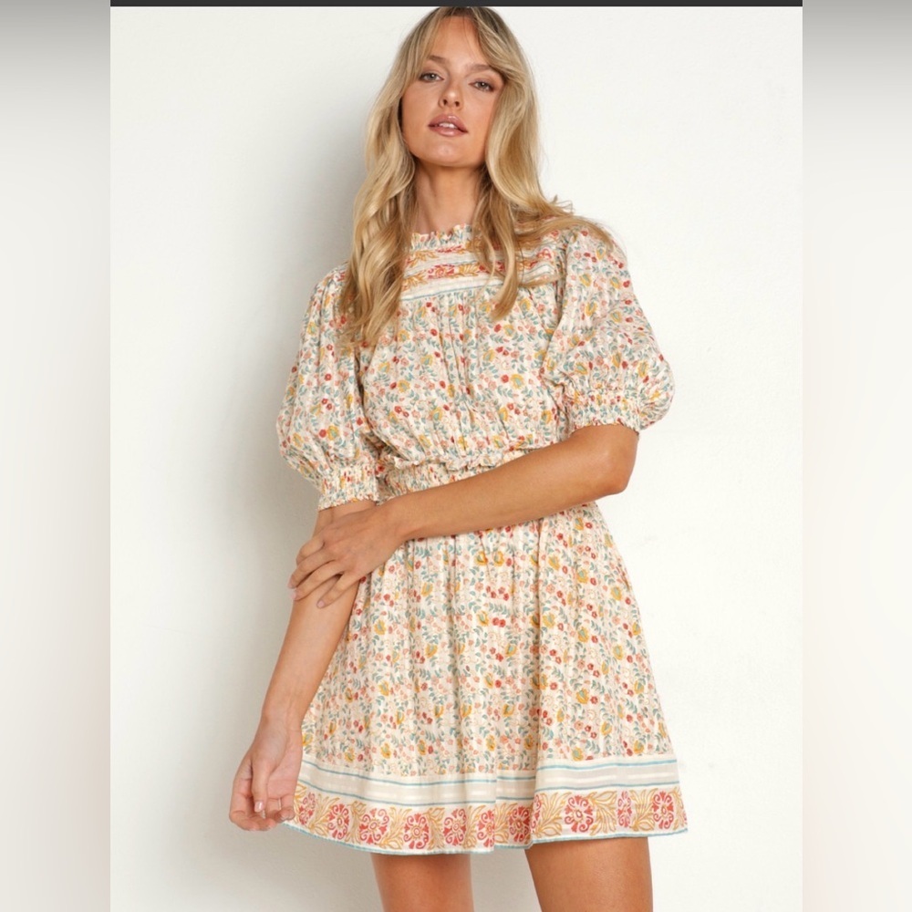 NWT Cleobella | Dallas floral mini dress 100% organic cotton back cut outs XS